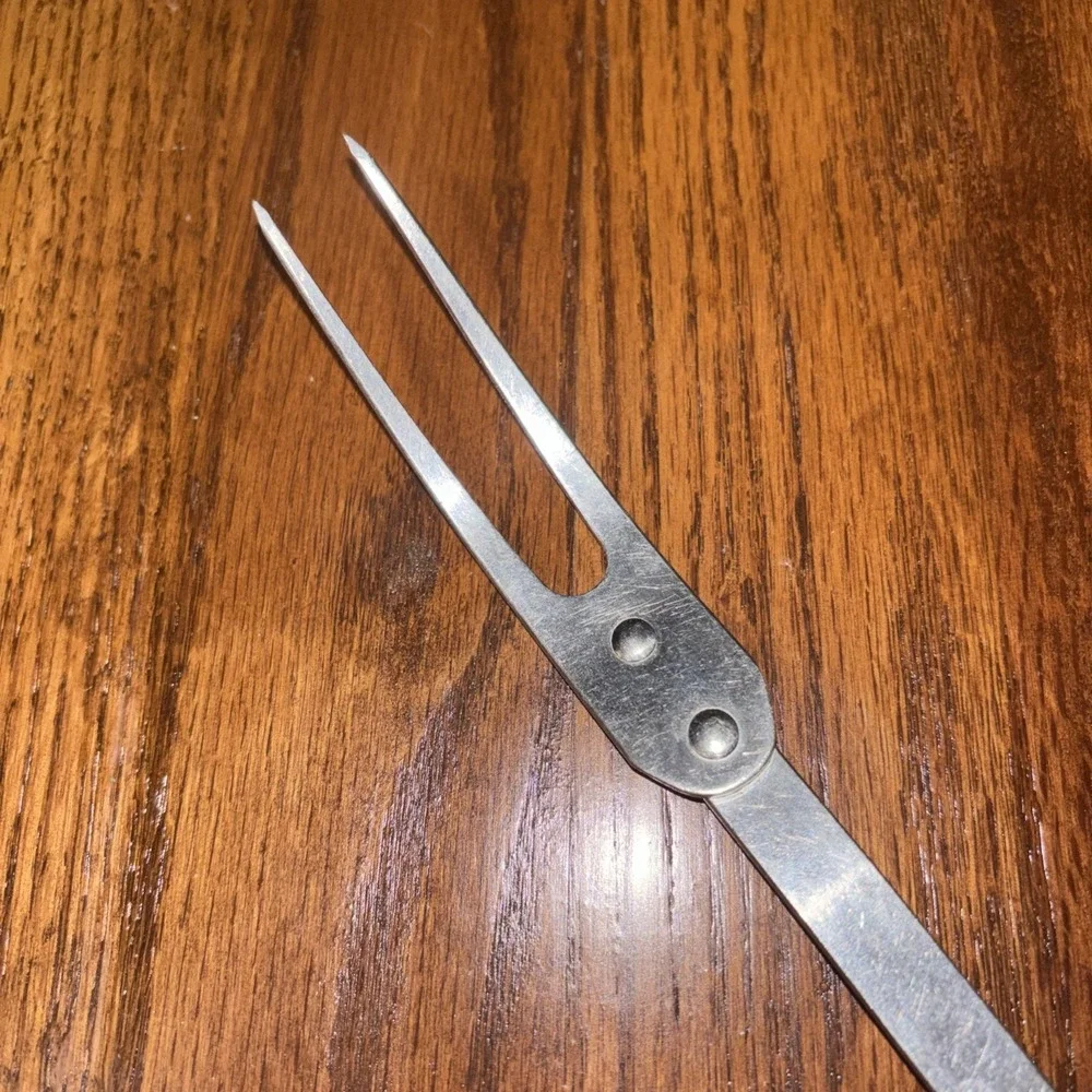 Vtg Ekco Forge Meat Fork Carving Serving 11.5 Black Riveted Handle Stainless USA